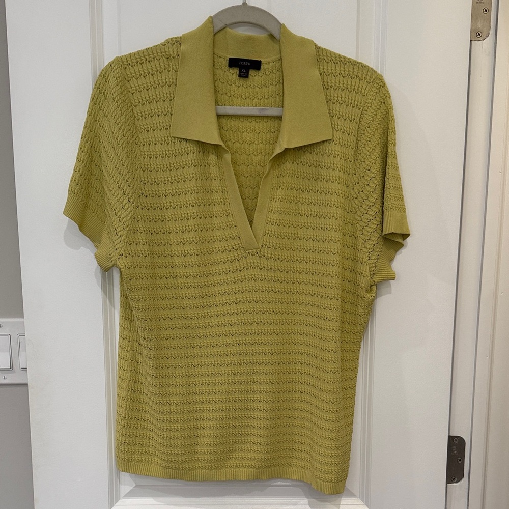 J. Crew Lime Knit Polo Blouse